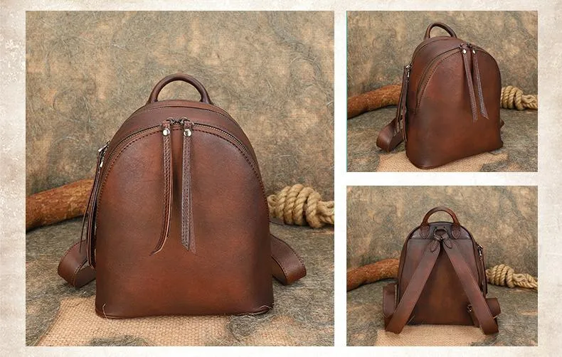 Ladies Leather Rucksack Small Leather Backpack Purse For Women